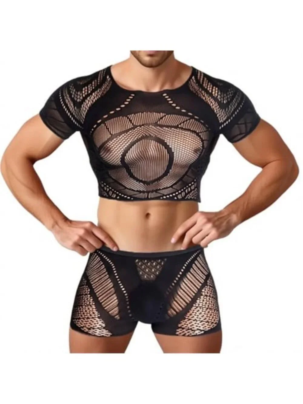 Men's Sexy Sheer Mesh Lingerie Set